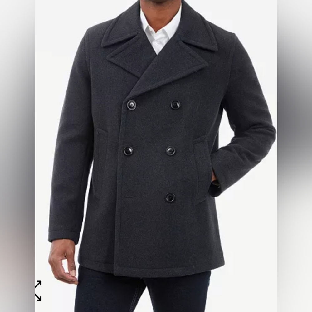 London Fog Men's Peacoat, Black, XXL